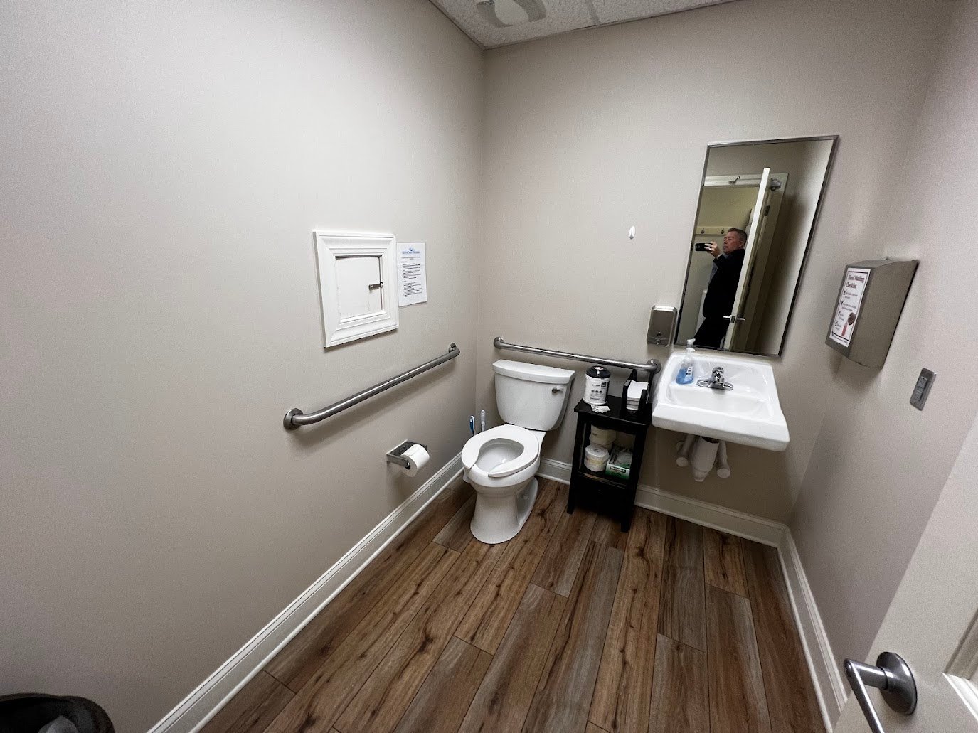 Full bathroom at 1258 Mann Drive Unit 100 medical office condo in Matthews, North Carolina