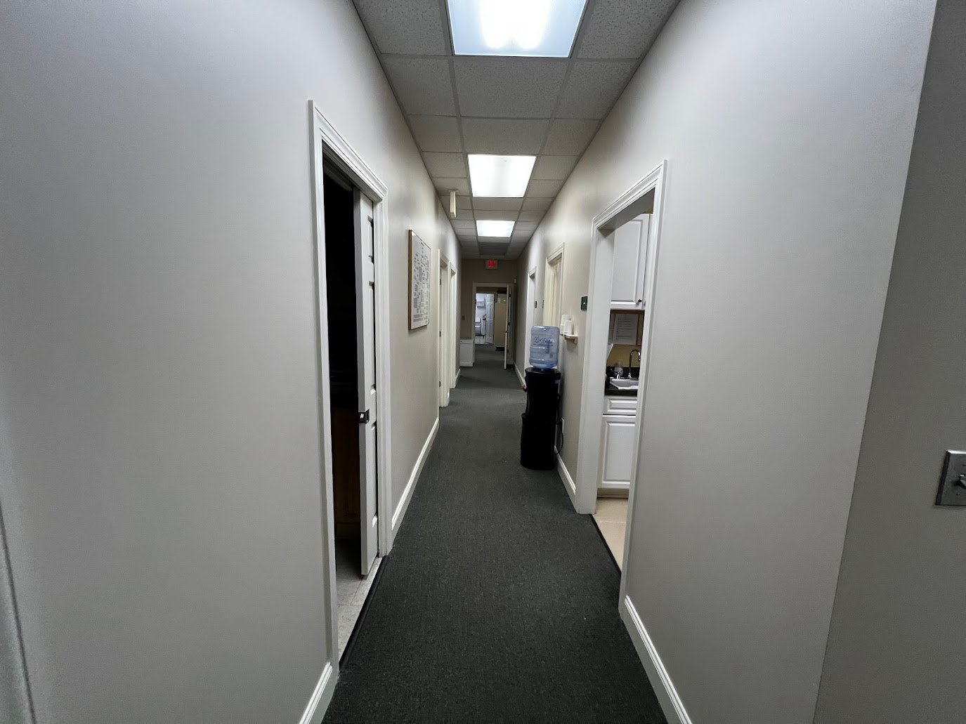 Interior hallway at 1258 Mann Drive Unit 100 medical office condo in Matthews, North Carolina
