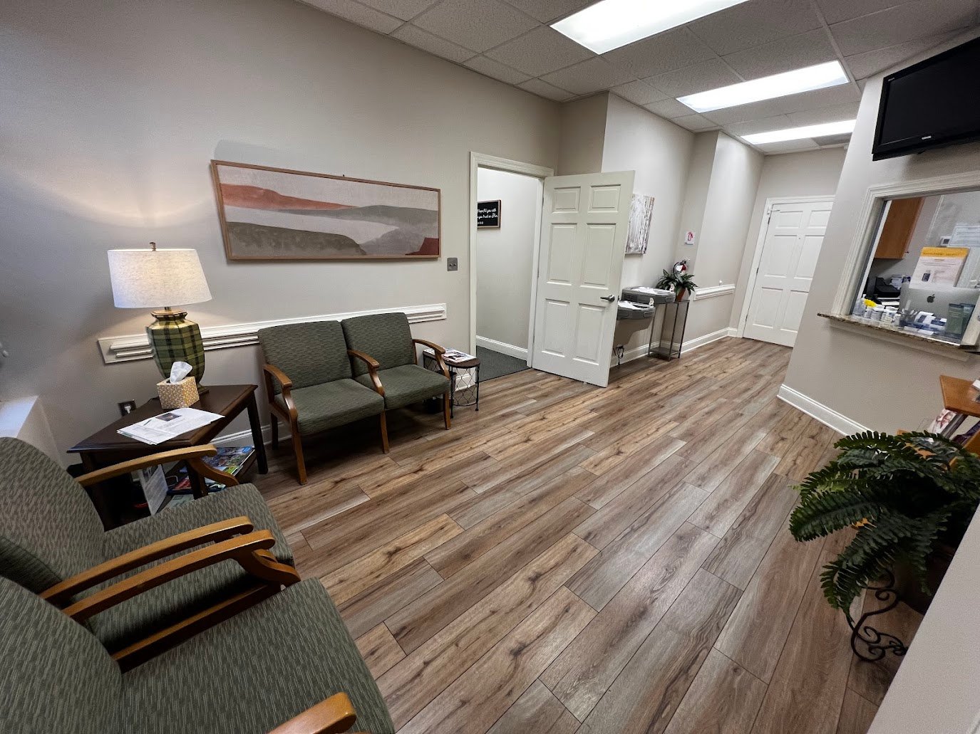 Patient waiting room at 1258 Mann Drive Unit 100 medical office condo in Matthews, North Carolina